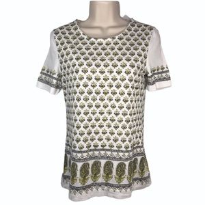 Tory Burch yellow paisley print t-shirt xs